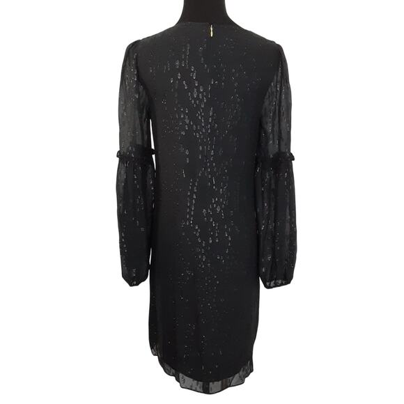 Lilly Pulitzer Cleme Long Sleeve Silk Dress Black Shimmer Womens 00 Holiday NWT - Picture 3 of 10
